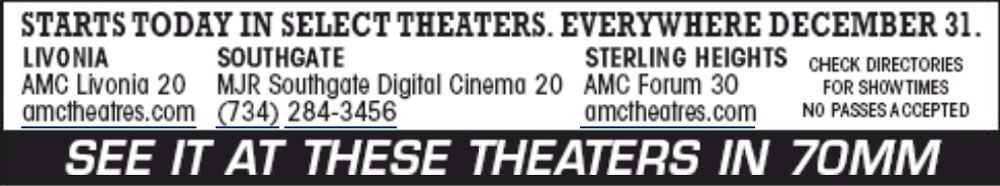 HATEFUL EIGHT CINEMAS_DetroitNews_25DEC2015
