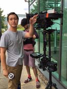 AC Karl Hui and AC Julian Sharma prepare for first Steadicam test