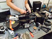 AC Karl Hui preps the Beamonte VistaVision camera for Steadicam use