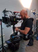 Steadicam Operator Abramo De Licio mounts the VistaVision camera for the first time